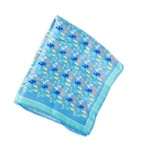 FEFE SKY BLUE, AQUA & FOOT PRINT PAISLEY POCKET SQUARE | MENS SIZE 32CM